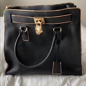 Black and Gold Michael Kors Chain Tote